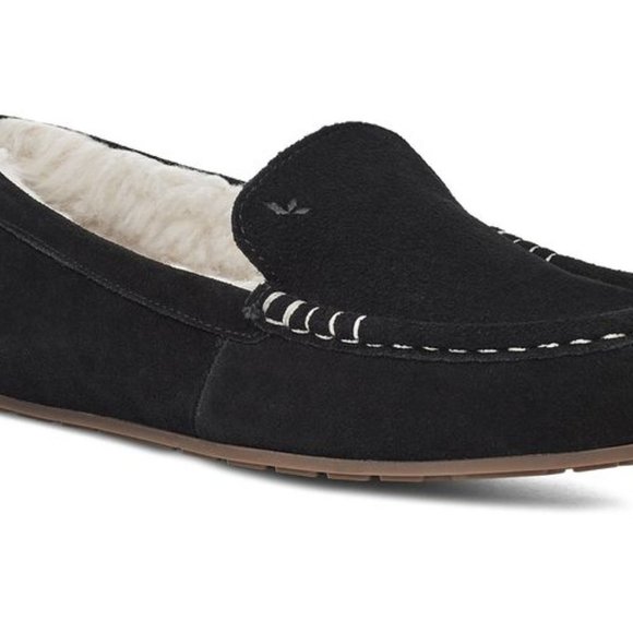 NIB UGG KOOLABURRA SUEDE‎ LEZLY FUR LINED SLIPPERS BLACK - Picture 2 of 8